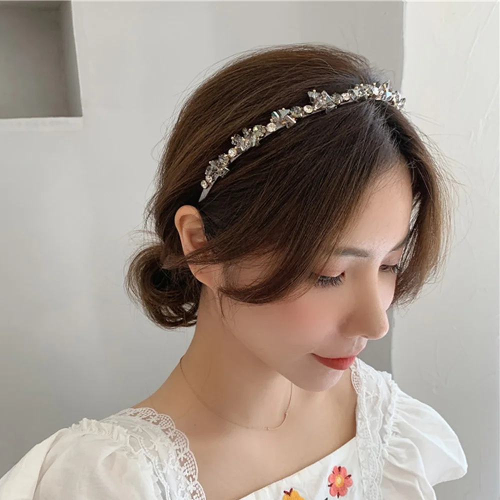 

French Alloy Women Bride Hair Accessories Crystal Headbands Rhinestone Hairband Hair Hoop