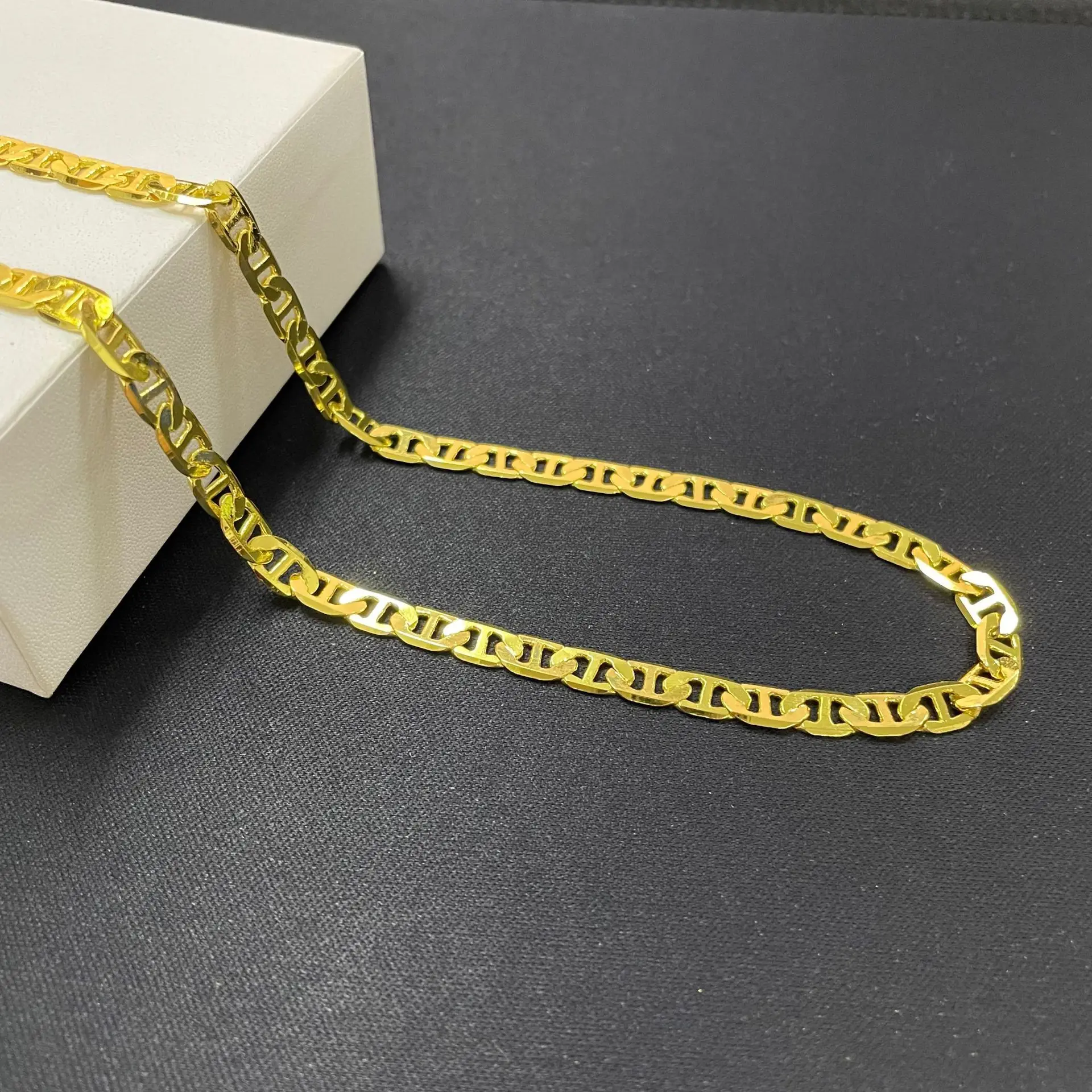 

Роскошное мужское и женское ожерелье из чистого золота 24 карата 9999 пробы, японская цепочка 6 мм, 45 см, 50 см, 55 см, 60 см