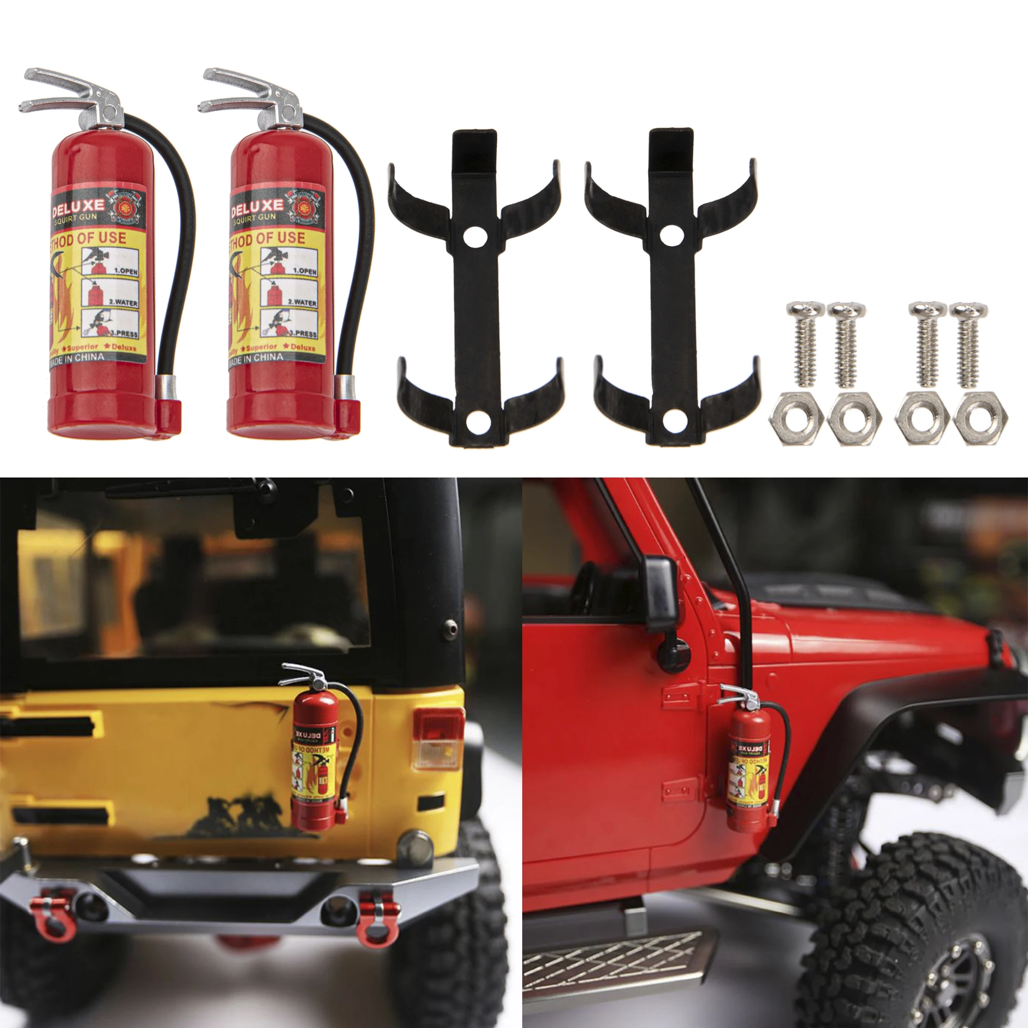 

2Pack Simulation Fire Extinguishers with Stickers Decoration Part for Traxxas TRX4 Axial SCX10 Tamiya CC01 D90 1/10 RC Crawler