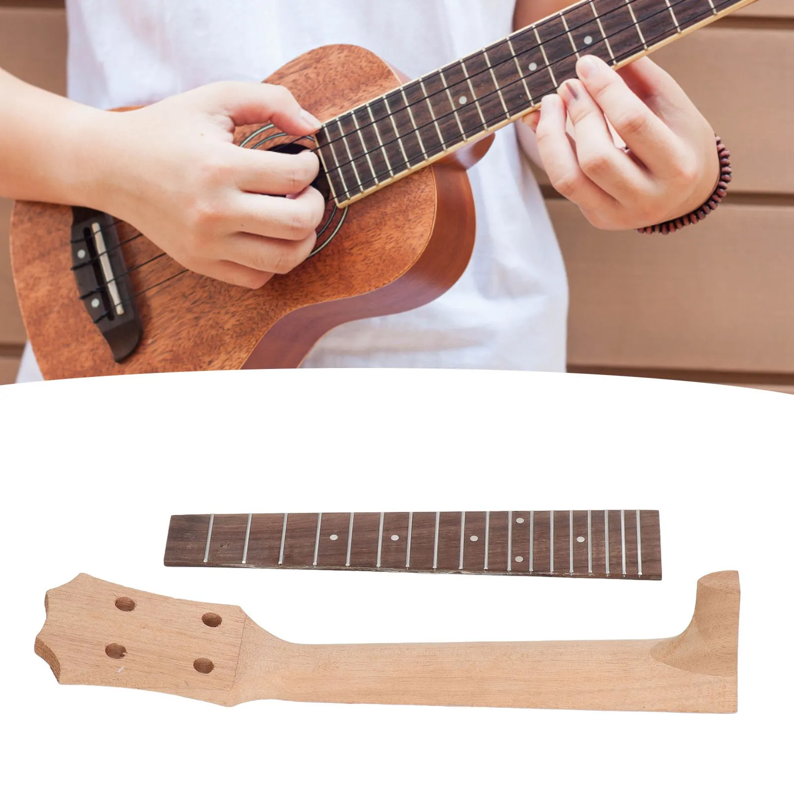 Ukulele Fretboard Neck Set Rosewood Okoume Wood Fingerboard Replacement For 4 String Musical Instrument 26in 23in