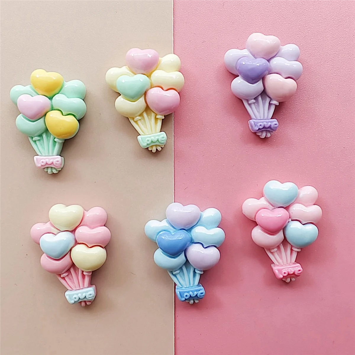 100Pcs Love Balloon Series Resin Can Be Used for Earrings, Hair Clips, DIY Keychain Bracelets, Pendants, Jewelry, Etc