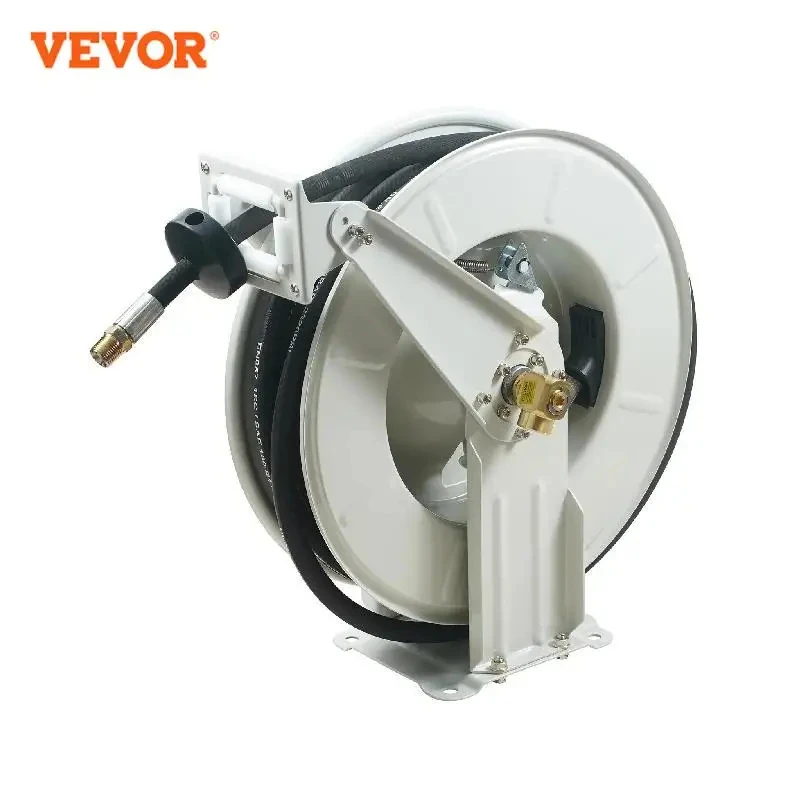 VEVOR 33/50/66ft Fuel Hose Reel Extra Long Retractable Spring Driven Auto Swivel Rewind for Auto Repair Heavy Industries