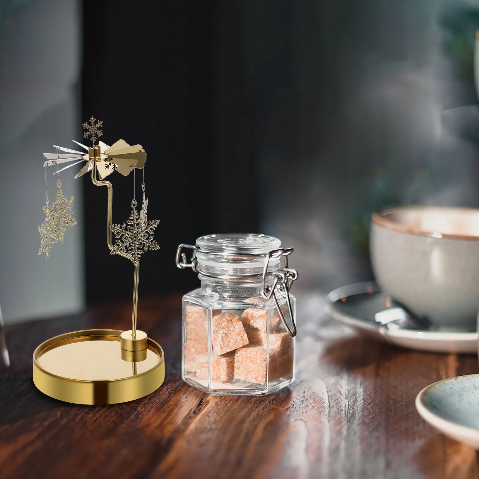 Christmas Stand Rotating Candlestick Premium Metal Xmas Holder Table Decor Home Adornment Wedding Gathering Decoration