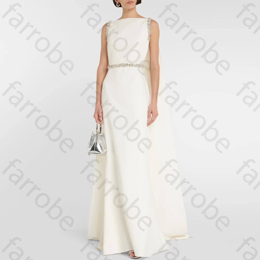 فساتين حفلة موسيقية أنيقة بدون أكمام، رقبة قارب، سويب تراين، فستان طويل رائع عالي الجودة للحفلات المسائية للنساء حسب الطلب #5