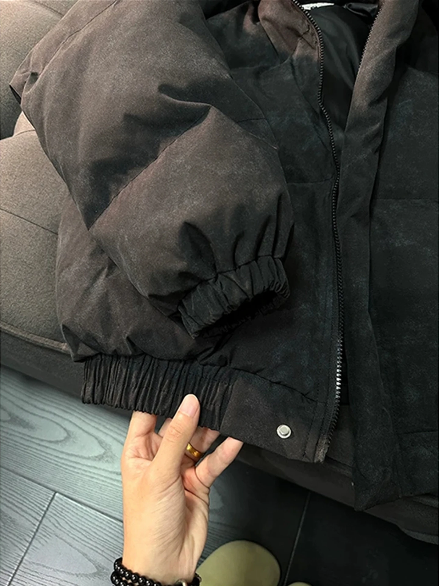 الأمريكية Sle Thiened بو الجلود Bla ort مصبوغ Dir down Jaet الرجال شتاء دافئ الوقوف طوق الخبز Sle ملابس خارجية