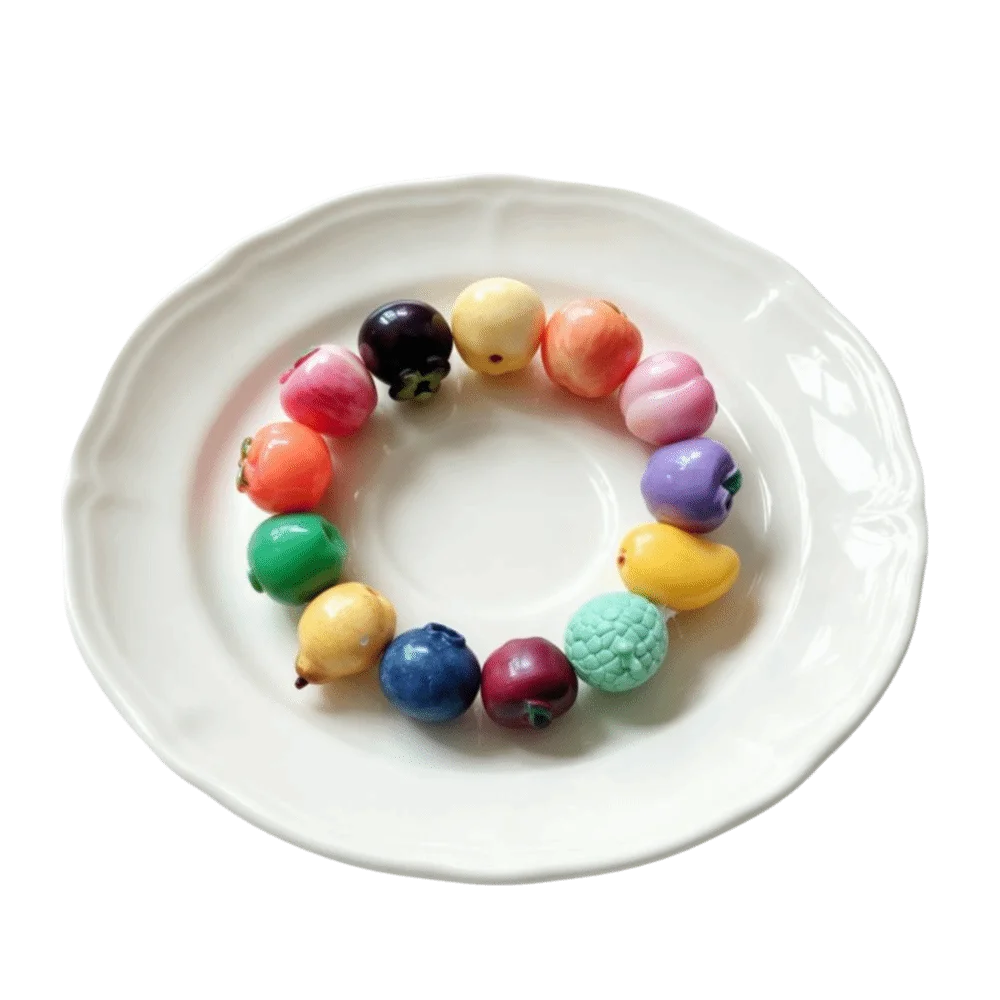 Not Hole Beads Fruit Necklace Accessories Stackable Blueberries Fruit Beaded accessories Personalized Cherry for Not Hole