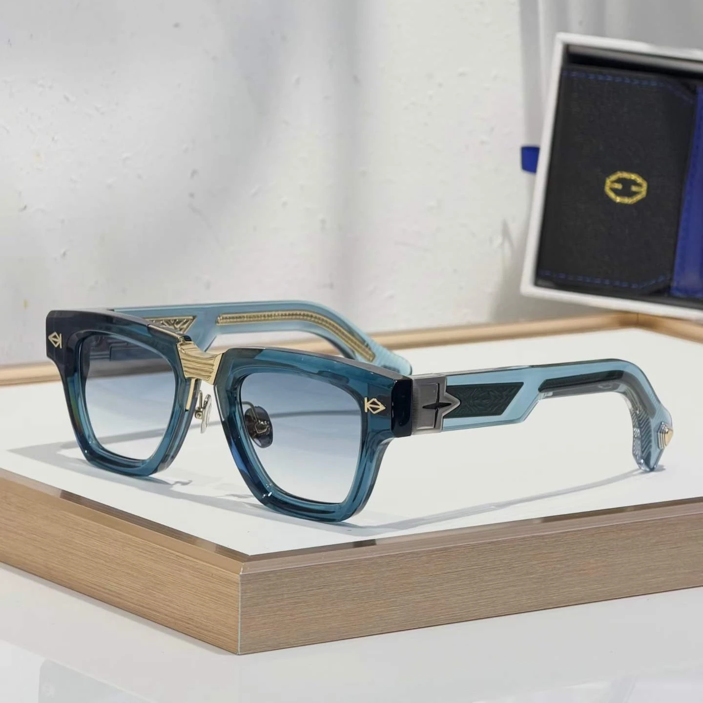 

Tough Guy Henri Sunglasses GALACTIQUE Luxury Fashion Trend Vintage Solid Thick Acetate Retro Square UV400 Unisex 3A+ Top Quality