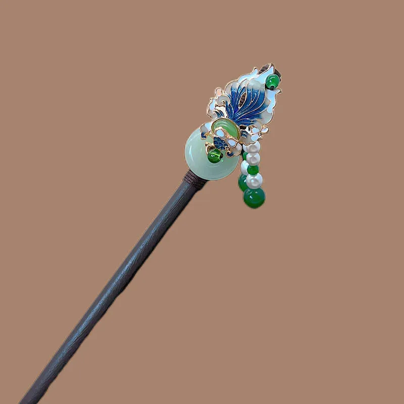 

Новая веерообразная заколка-подвеска в китайском стиле, женская высококачественная спиральная заколка, деревянная заколка, аксессуар для волос с кисточкой