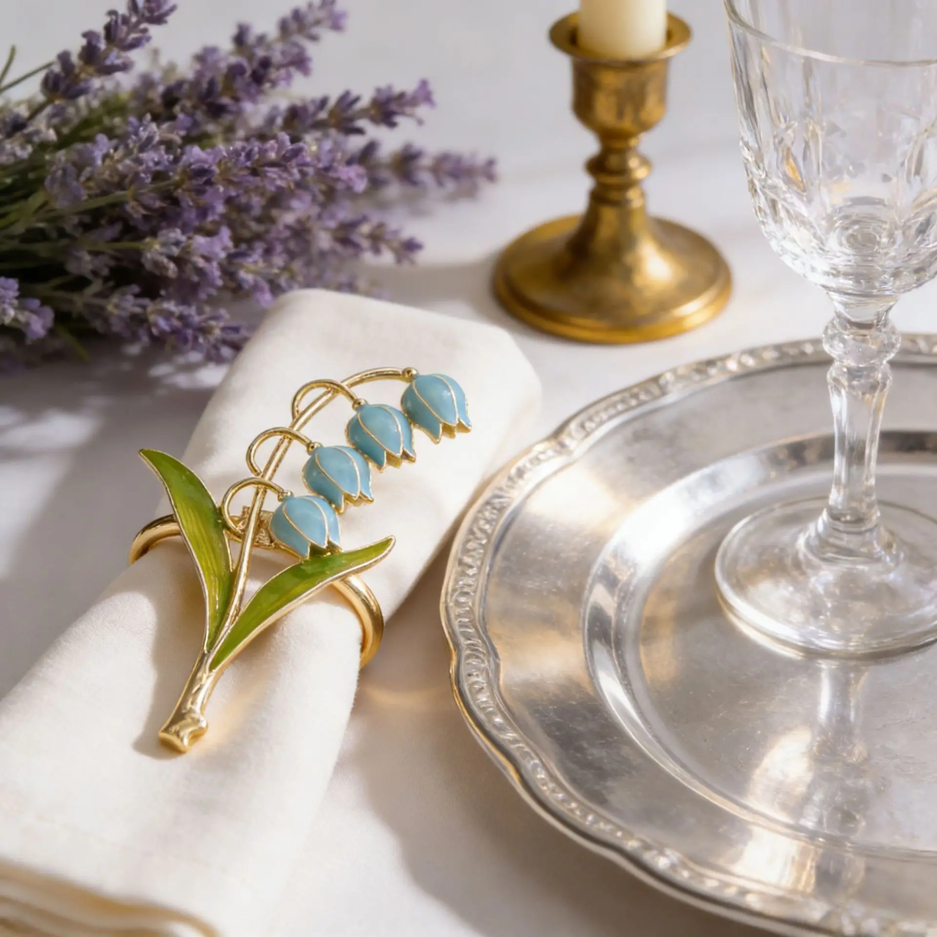 6/12Pcs Minimalist style painted flower series napkin ring simulation bell orchid napkin ring tulip napkin clasp