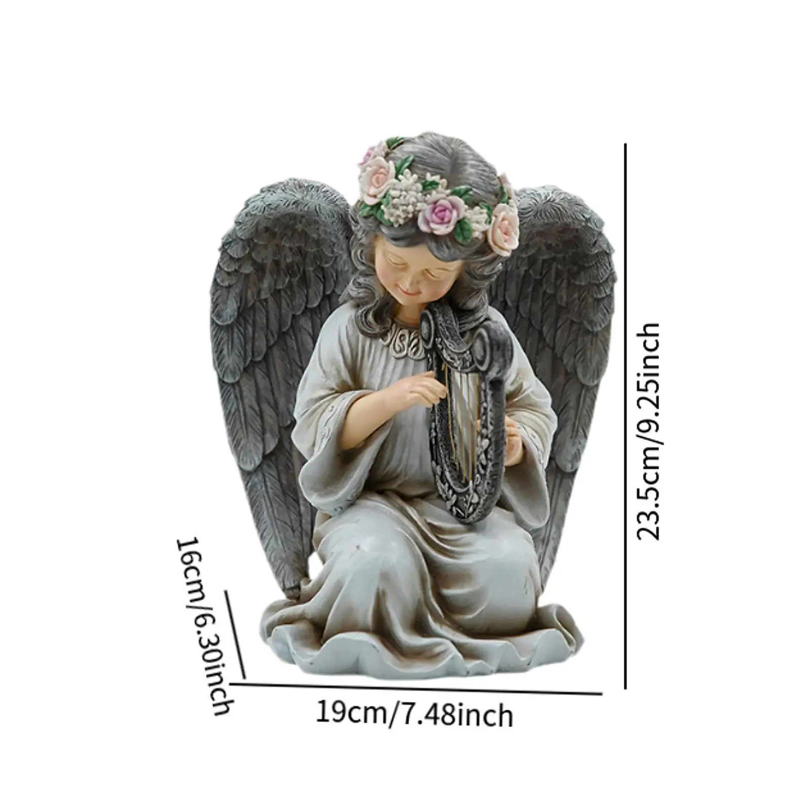 تمثال حديقة Angel Solar مقاوم للطقس مع ضوء شمسي من الراتنج مصباح ديكور للشرفة الخارجية والفناء الخلفي وممشى الحديقة #6