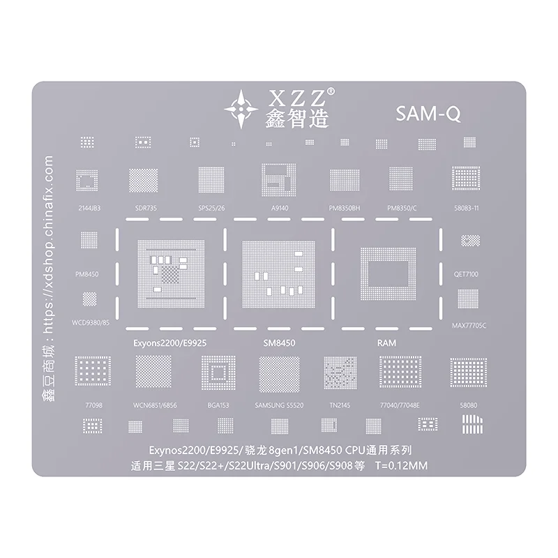 XZZ Sam Series BGA Reballing Stencil Kit CPU Motherboard Repair Template Soldering Steel Mesh for Samsung S20 S21 S22 Ultra