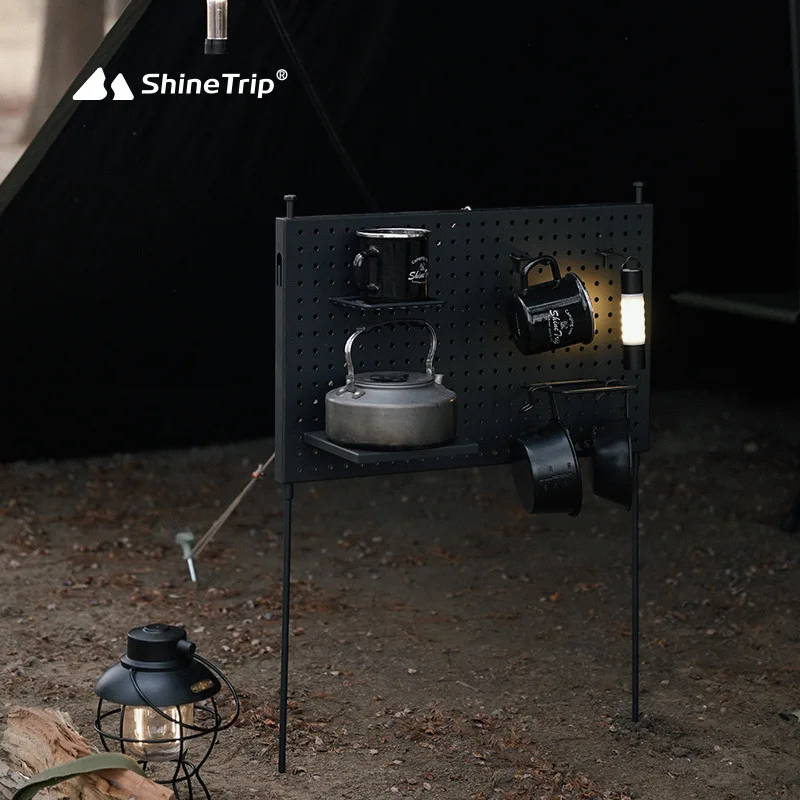 Outdoor hole board camping portable ultra-light storage multi-function storage board standing storage rack
