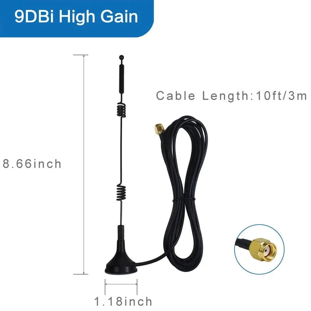9dBi Dual Band WiFi 5.8GHz With RP-SMA Male Connector For Router For Access Point Outdoor Signal Booster