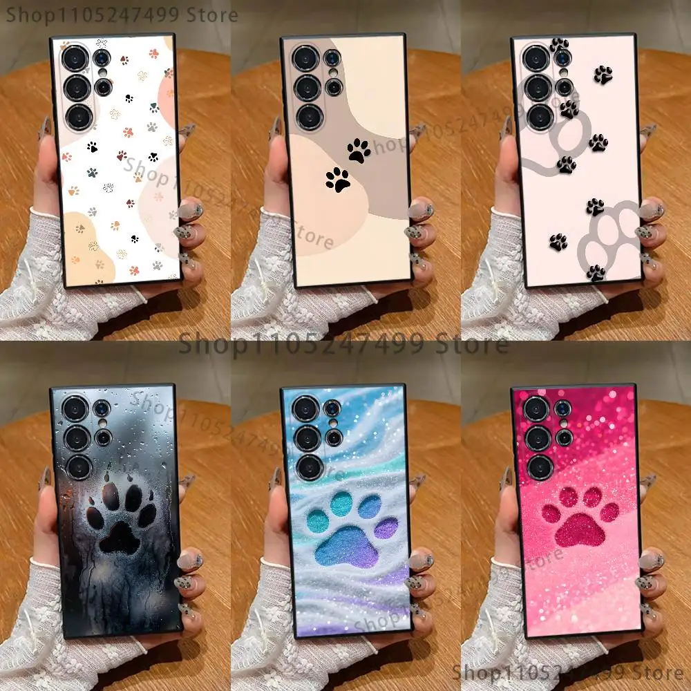 

Animal pet paw prints Phone Case For Samsung S25,S24,S21,S22,S23,S30,Ultra,S20,Plus,Fe,Lite,Note,10,9,5G Black Cover