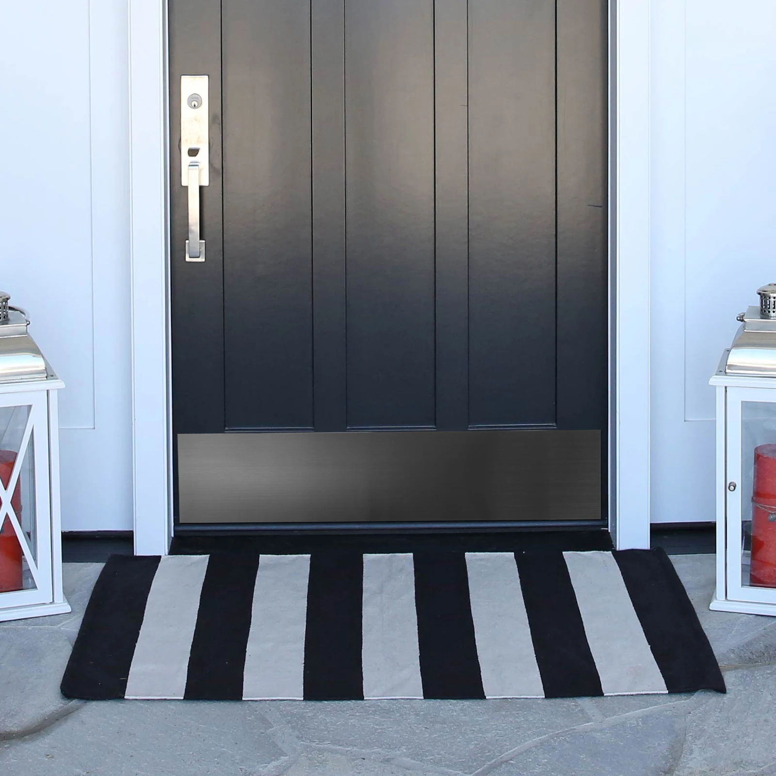 

2pcs Self-Adhesive Door Kick Plates Stainless Steel Front Back Bottom Protection Exterior Interior Durable Decorative Panel