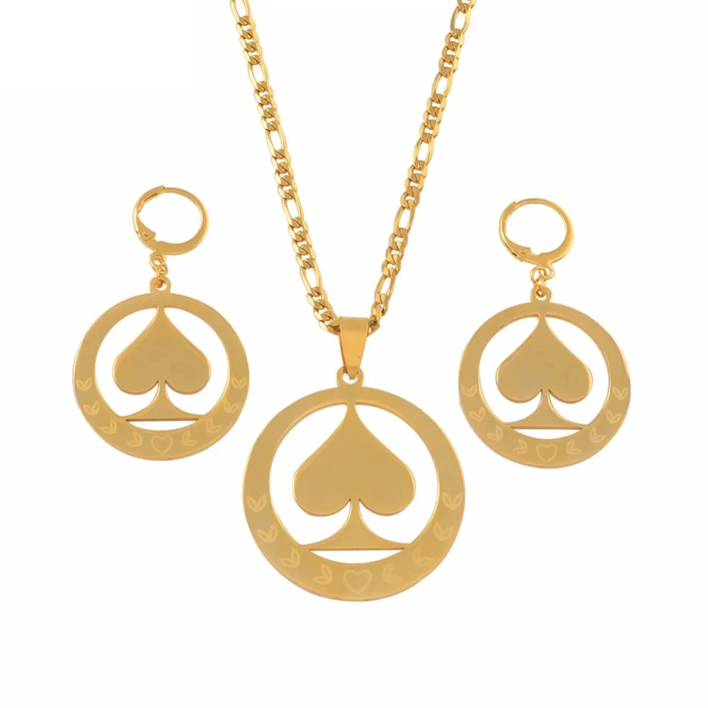 Anniyo Marshall Pendant Necklaces Earrings Jewelry sets for Woman Gold Color Chains Micronesia Jewellery  #050821S