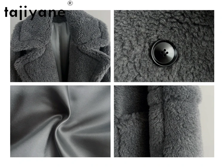 TAJIYANE 71,9 % Wolle + 15,7 % Kamel-Kaschmir-Mäntel für Damen, graue lange Schafschur-Jacke, hochwertige Winterkleidung 2012.