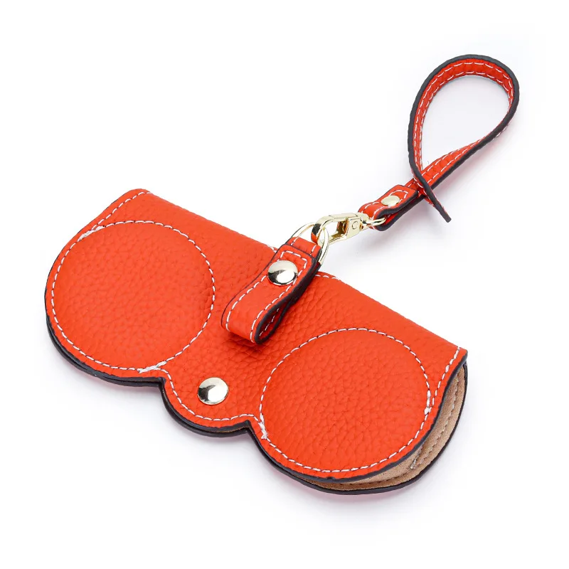 Luxury Design Genuine Leather Glasses Case for Women Eyewear Accessories Simple Cute Wristlet Portable Sunglasses Holder Bags