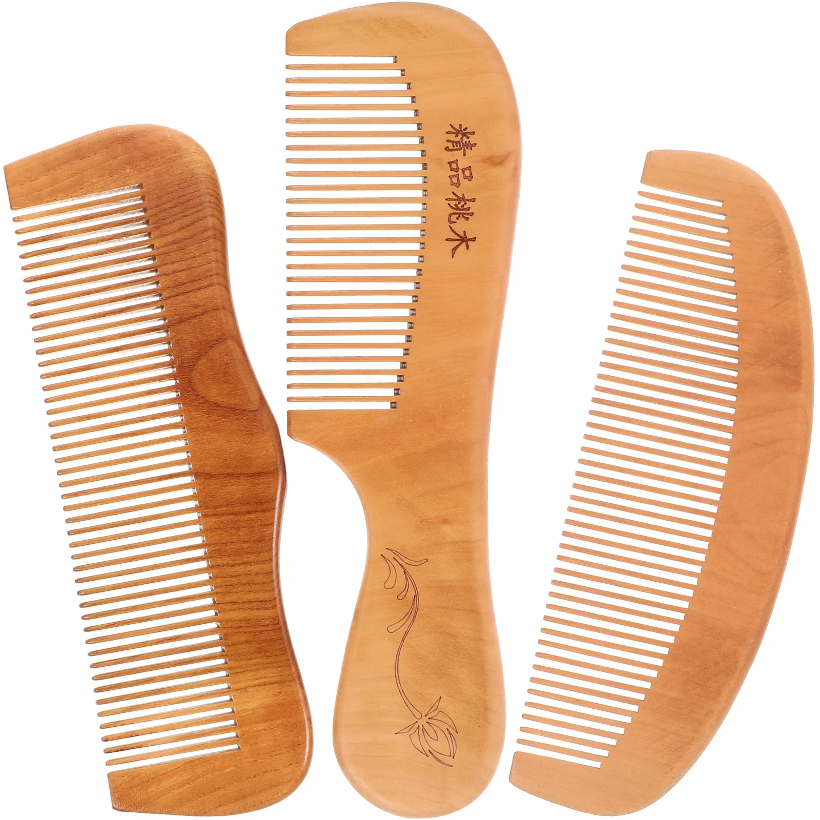 

3 шт., деревянные гребни для волос персикового цвета, натуральный материал, гладкие зубы, антистатическая расческа для массажа кожи головы для ежедневного использования, деревянная расческа персикового цвета