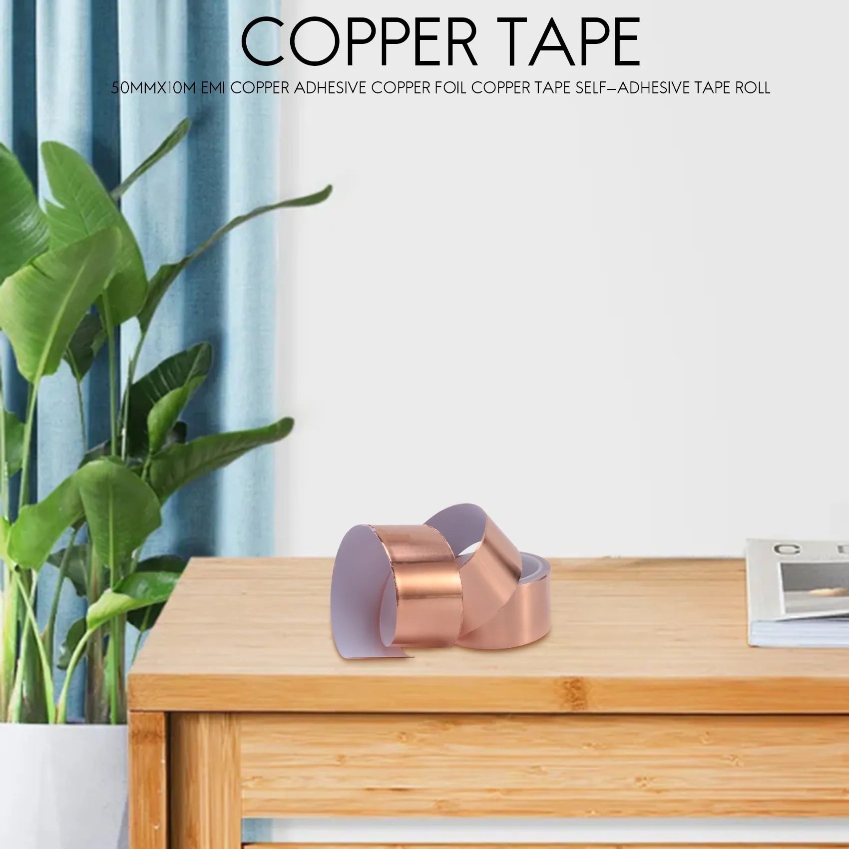 

B13C 50mmx10M EMI Медная клейкая медная фольга Медная лента Рулон самоклеящейся ленты