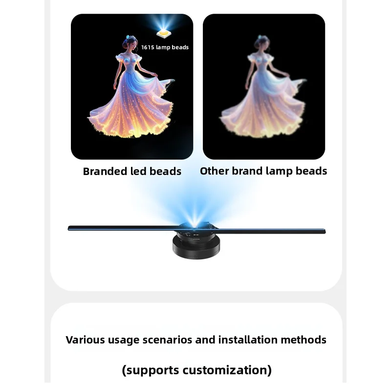 

Голографический проектор Wi-Fi 42см 224LED, ламповые бусины, 3D-голографическая реклама, загрузка светового изображения, считыватель голограмм, дисплей логотипа