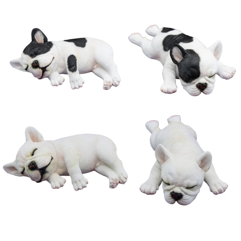 Cartoon Sleeping French Bulldog Car Decoration Cute Simulation Dog Model Car Decoration Gift Children\'s Toy Home Decoration