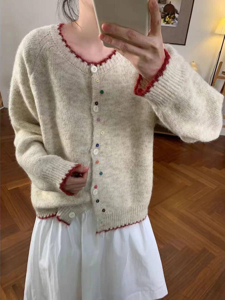 Korean Sle Long Sve Knitted Cardigan Women's Sweater Coat Button up Soft Ele Faion Top Outerwear Spring Autumn