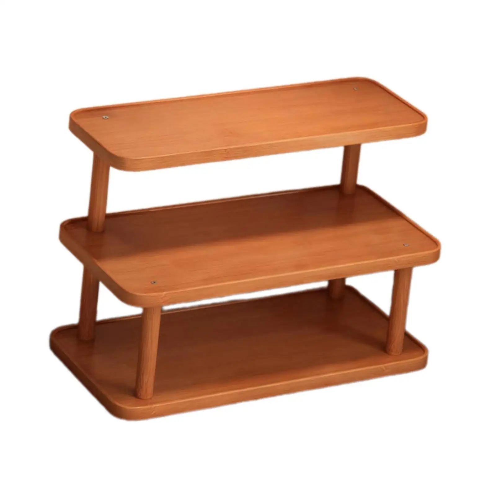 Small Fragrance Wood Display Riser Stand 3 Tier Shelf Organizer Decorative Holder for Bedroom Bathroom Office