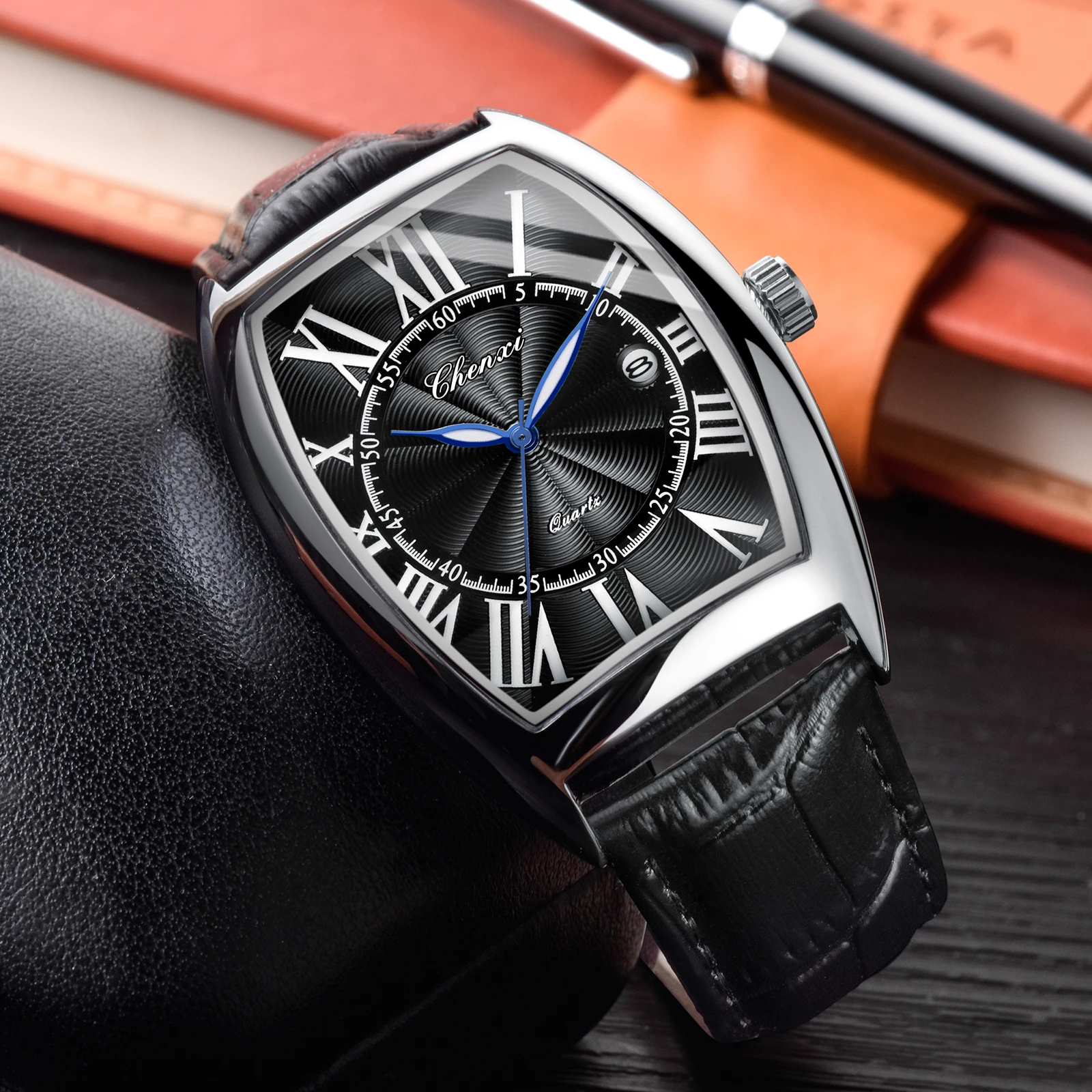 Chenxi Heren Horloges Casual Top Luxe Sport Heren Horloges Waterdicht Lichtgevend Leer Datum Quartz Horloges Mannen Klok NIEUW