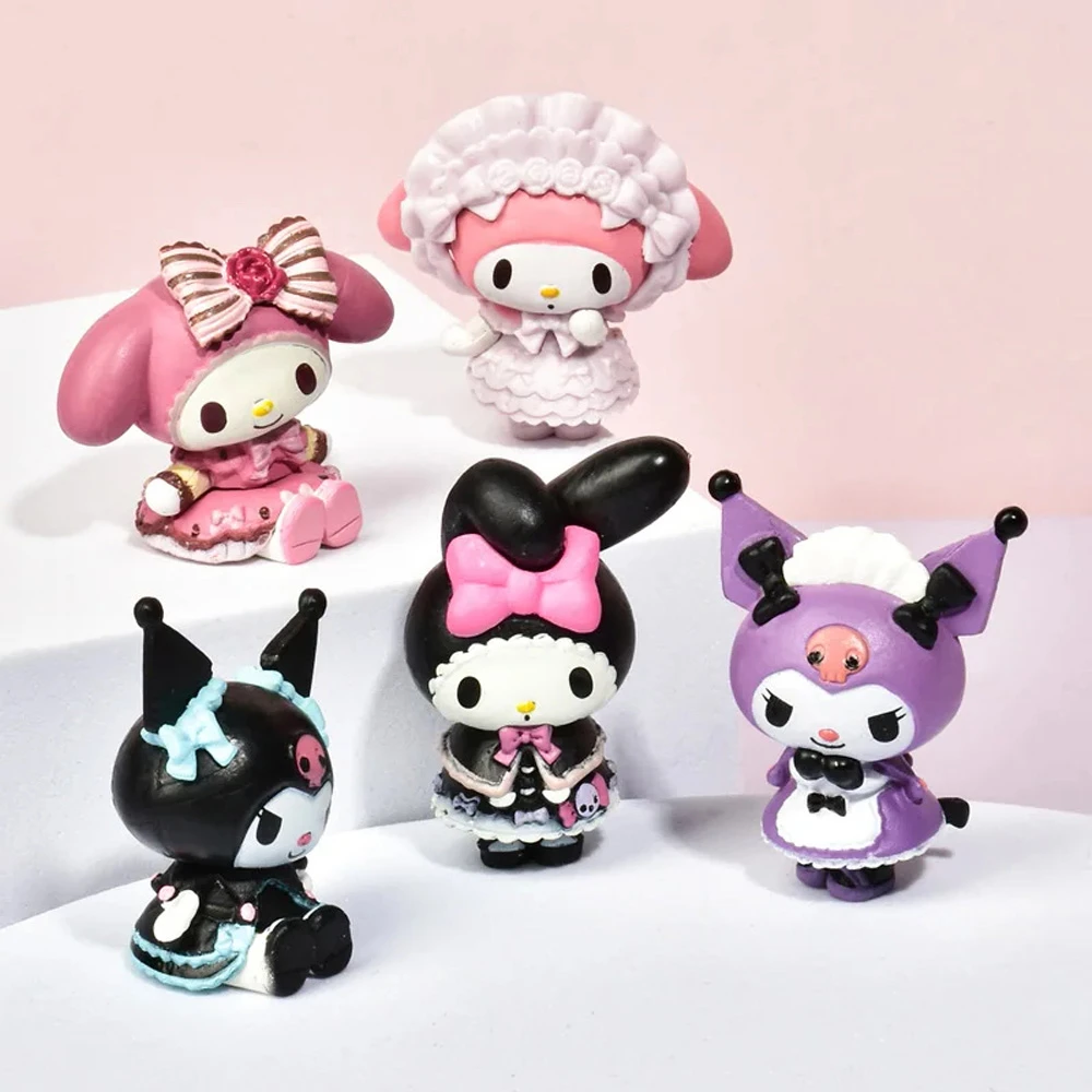 

5Pcs Set Anime Figure Doll 3-4cm Kawaii Kuromi Melody Model Accessories Children's Toys Gift Action Figures Hobbies Gifts