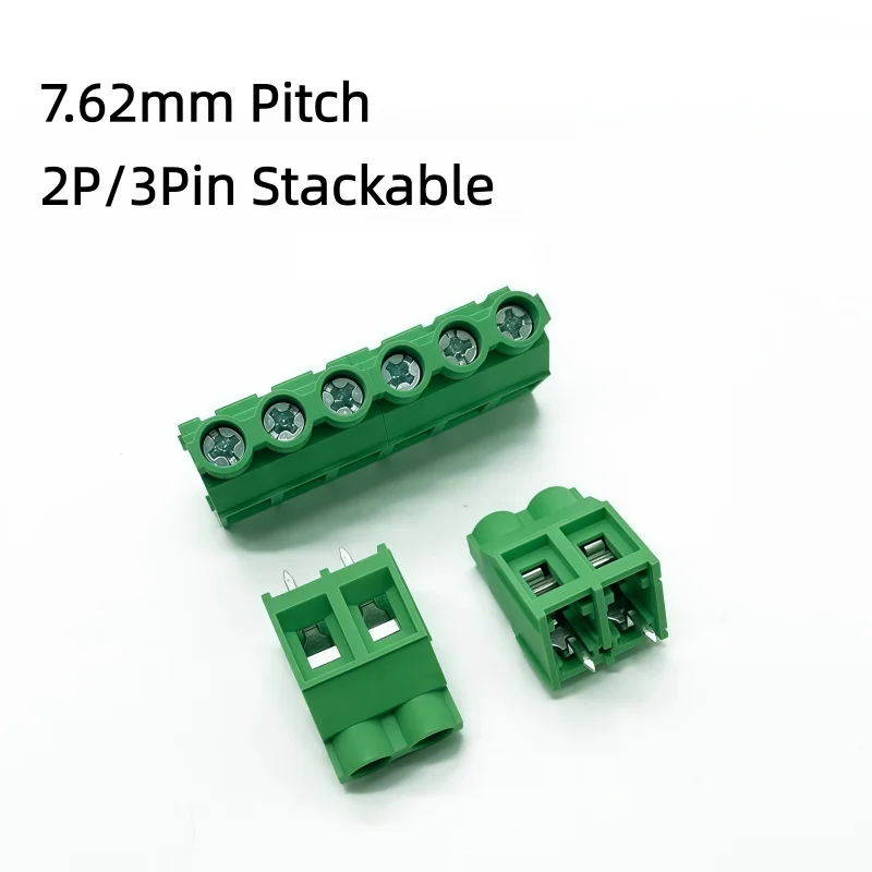 7.62mm Pitch PCB Terminal Block Screw Type KF7620 2/3 Pin Stackable Green (20PCS)