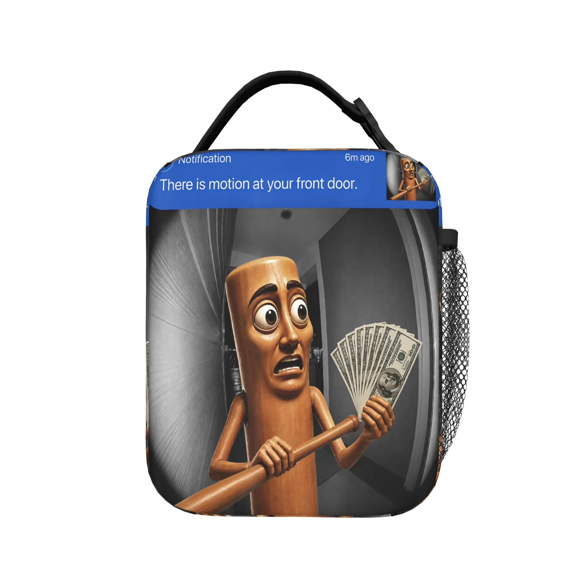 There is Motion At Your Front Door Tung Sahur Meme Lunch Bag Fun Lunch Box For Men Office Cooler Bag Oxford Thermal Lunch Bags