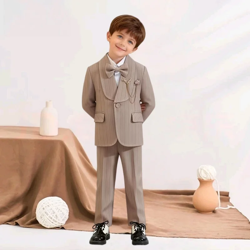 Boys Suit Ring Bearer Outfit Party Dresswear for Boys Striped Comfortable Stylish Ideal for Formal Events and Everyday Wear