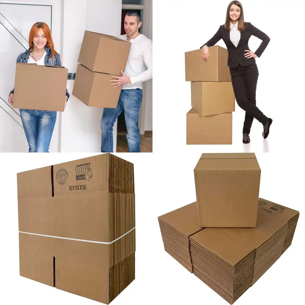 

Medium Mail & Shipping Boxes, 25-Pack, 16x16x16 Inches, Corrugated Cardboard for Packaging, Storage & Packing