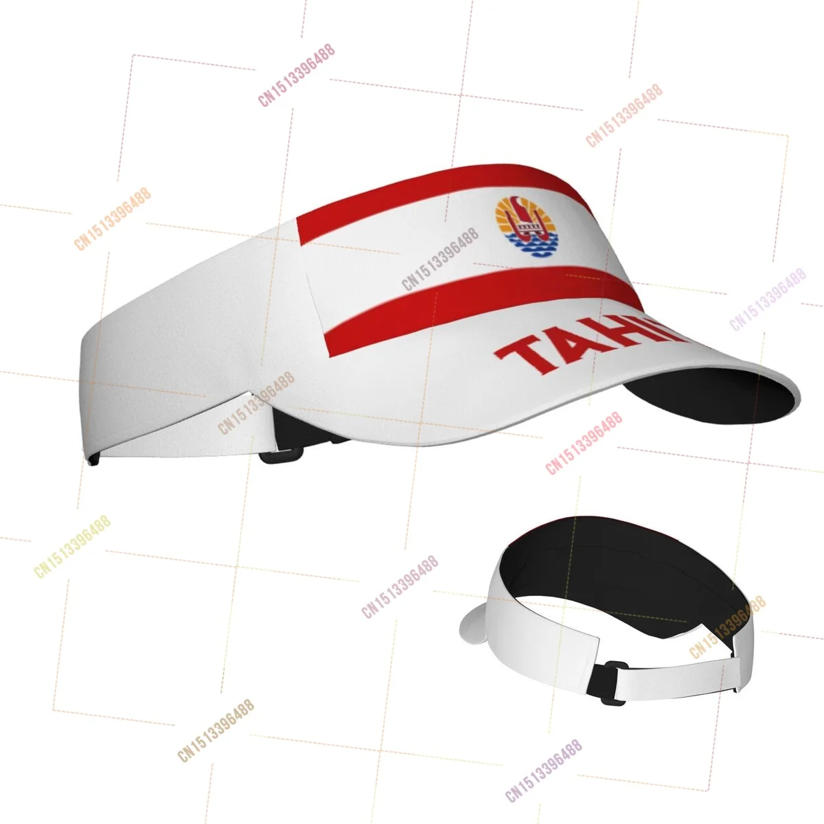 TAHITI Flag Sunscreen Visor Cap Adjustable Breathable Sun Hats Unisex Sports for Beach Golf Tennis Outdoor