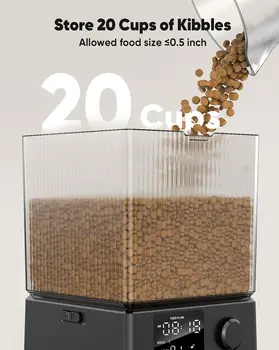 Automatic Cat Feeder for 2 Cats, 20 Cups/5L Automatic Cat Food Dispenser for Small Pets Indoor, Timed Cat Feeder for Dr 4