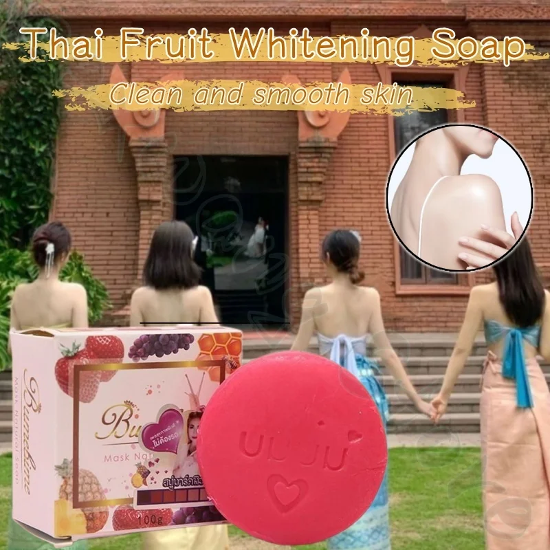 

Thai Fruit Soap 100g, cleanses and moisturizes, fades melanin pigment, leaves skin delicate and smooth, improves roughness