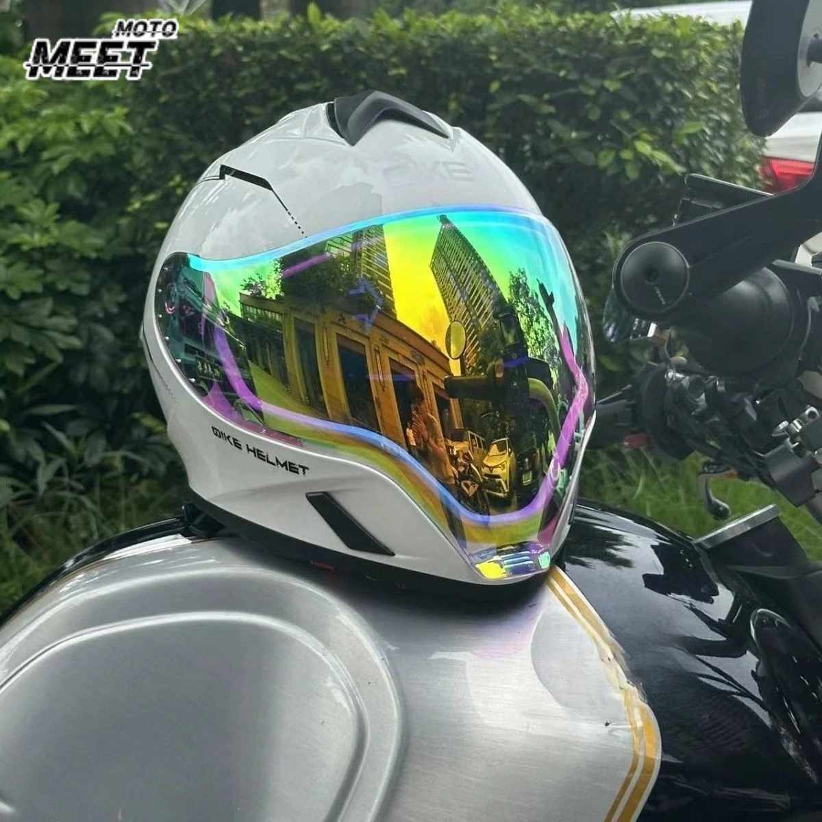 

QIKE Motorcycle Helmets Ghost Face Full Capacete Road Racing Half Flip Up Casco Unique Long Lens Flip Up Men Women