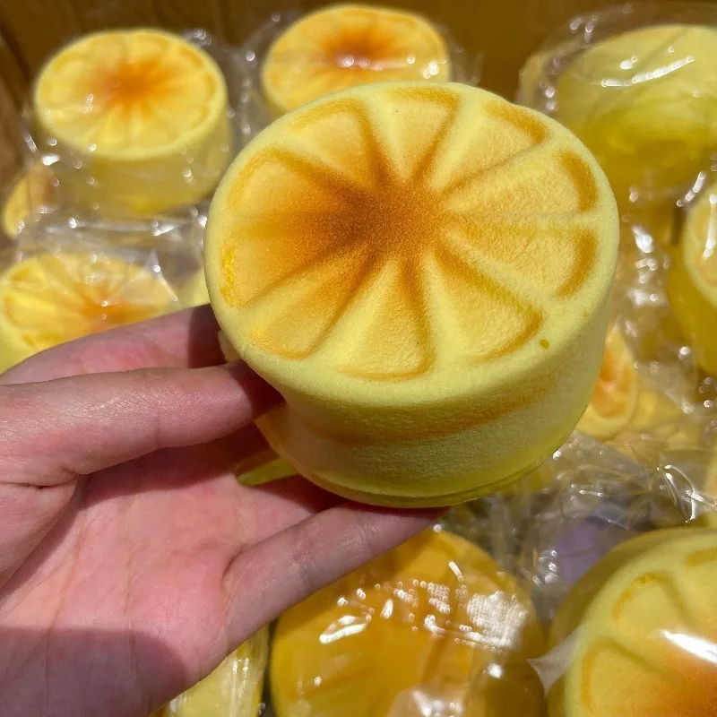 Orange Cake Squishy Squeeze Toy Creative Simulation Bread Slow Rising Sticky Stress Relief Toy Super Soft Food Anti-anxiety Toys