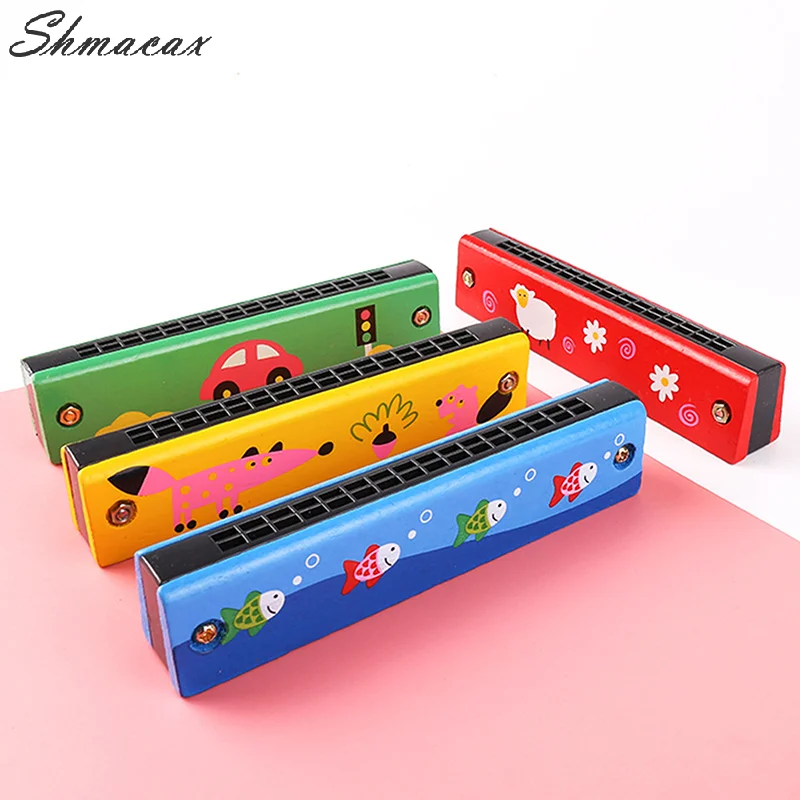 1PC Musical Instrument For Develop Music Ability Entertainment Tools 32 Holes Wooden Harmonica Mouth Organ Kids Educational Toys