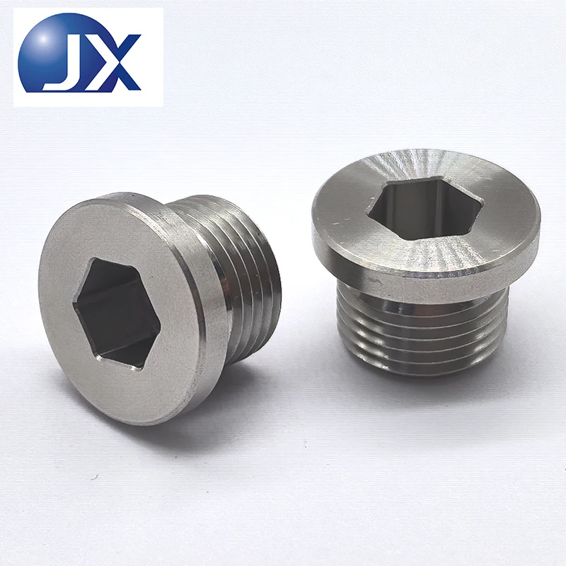 2PCS M18x1.5 Stainless steel & Iron Plug Head with External Hexagonal Thread Hexagon Socket Steel Plug Bung Bolt Car Accessory