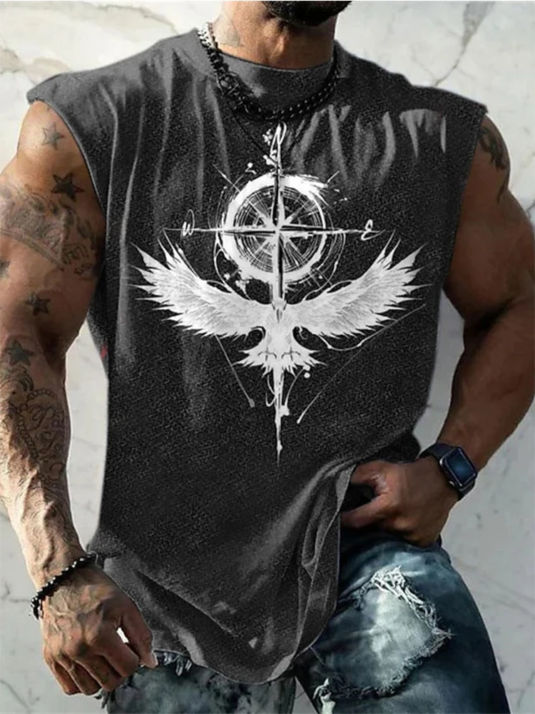 

Retro men's eagle tattoo pattern sleeveless vest Viking 3D printed fashion casual Harajuku hip-hop summer Man Sleeveless T-shirt