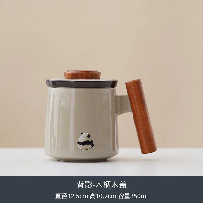 

Haha Ceramic Cup Mug Panda Tea Water Separation Cup Personal Use Couple Water Cup Office Tea Cup