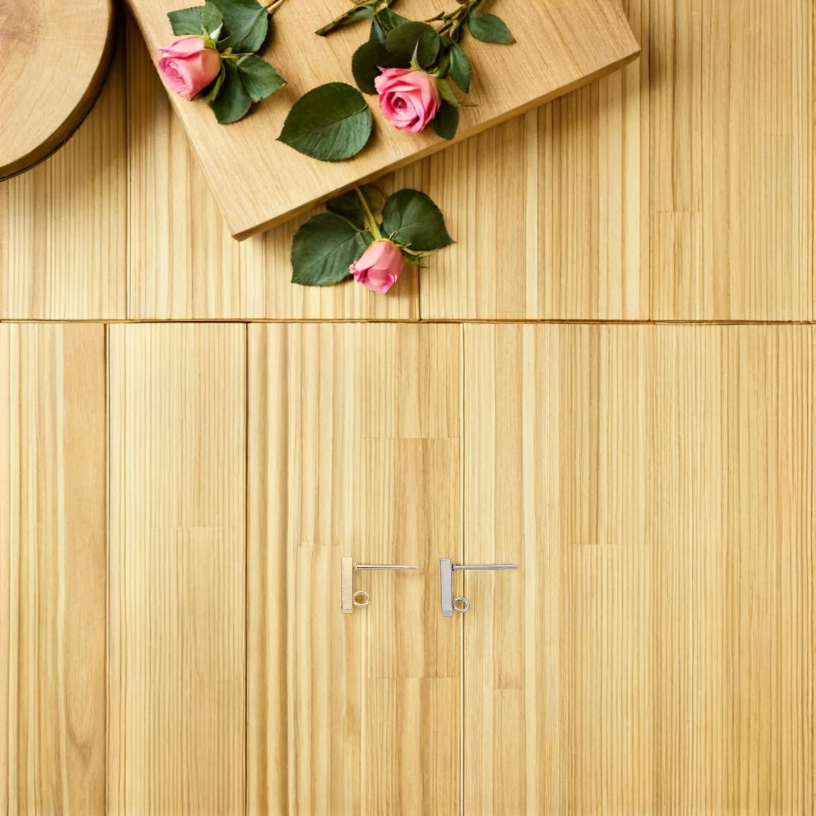 

40pcs Stainless Steel Ear Studs T Shaped Earring Findings For Diy Jewelry Making Rectangle Settings Minimalist Line Studs