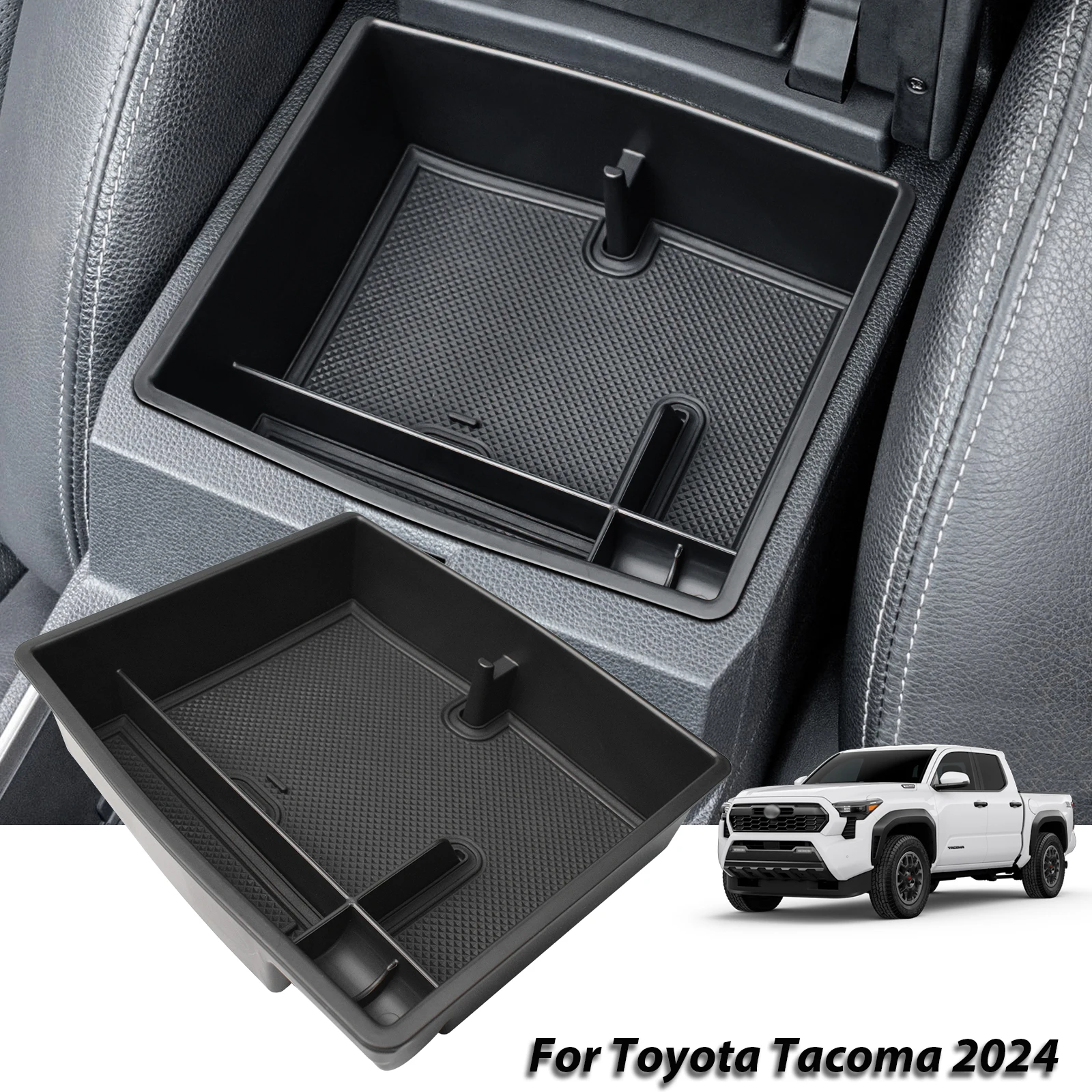 

Armrest Storage Car Box For 2024 Toyota Tacoma Center Console Organizer Tray Accessories Secondary Glove Storage Insert ABS Box