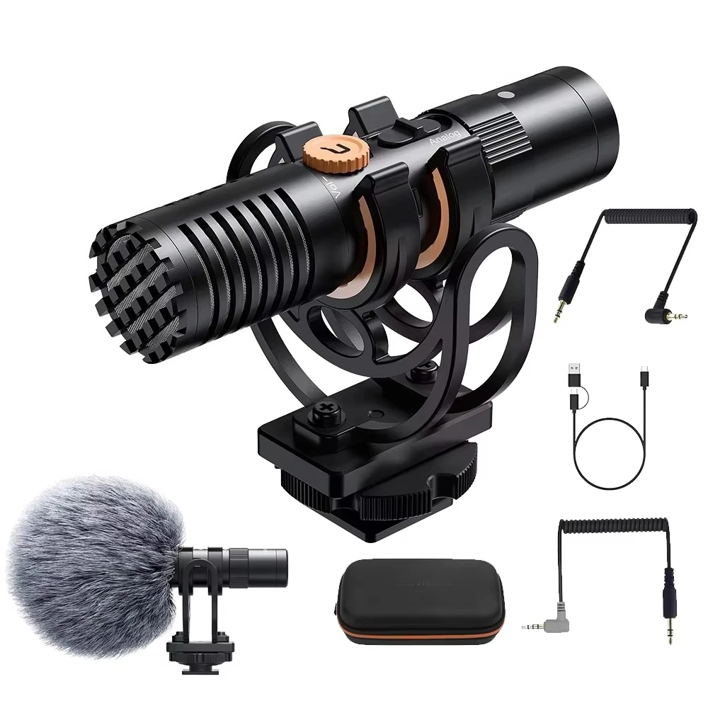 Microphone, for smartphones, with shock absorption gain control microphone, pickup mode, omni-directional