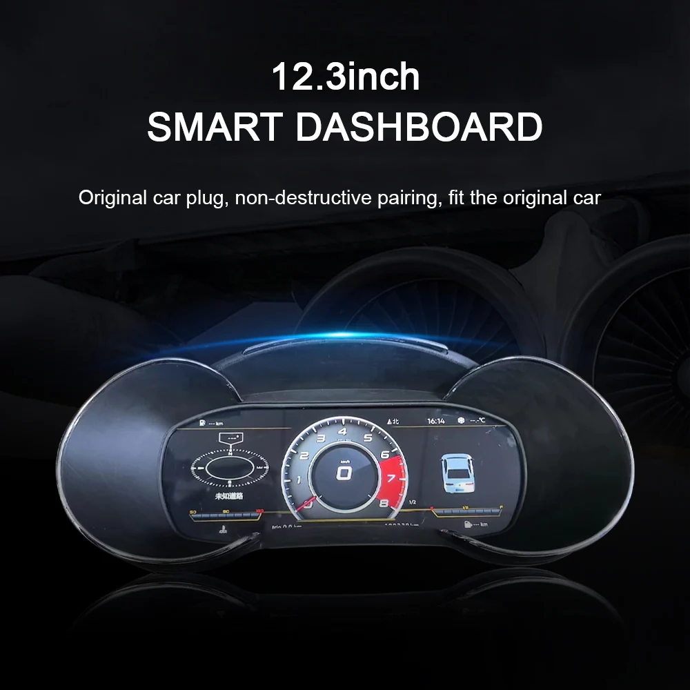 Panel Instrumen Digital LCD 12,3 Inci untuk A3 2014-2020, Speedometer Odometer, Kluster Instrumen Digital, Virtual Gauge Cockpit