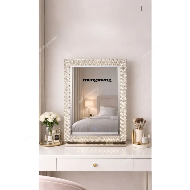 M138Premium Metal Mirror French Makeup with Light High-end Dressing Mirror Desktop Makeup Mirror