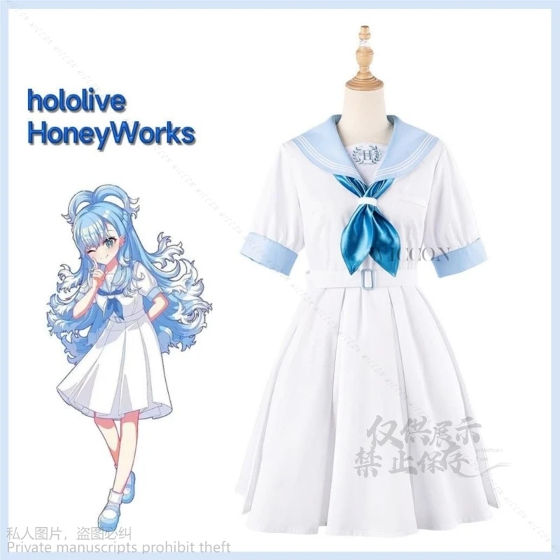 Vtuber Tokoyami Towa Yukihana Lamy Cosplay Costume HoneyWorks Member White Blue Dress School JK Uniform Woman Lovely Party Suit