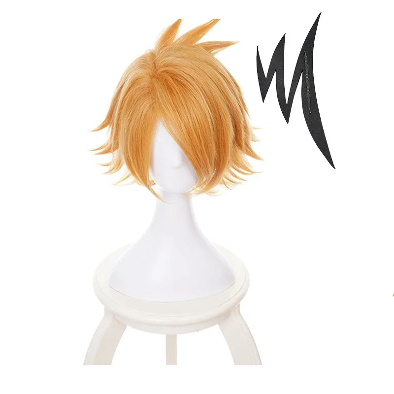 

Anime Kaminari Denki Cosplay Wig Headwear My HERO Cosplay Synthetic Hair Short Halloween Wig+Wig Cap For Party Holiday